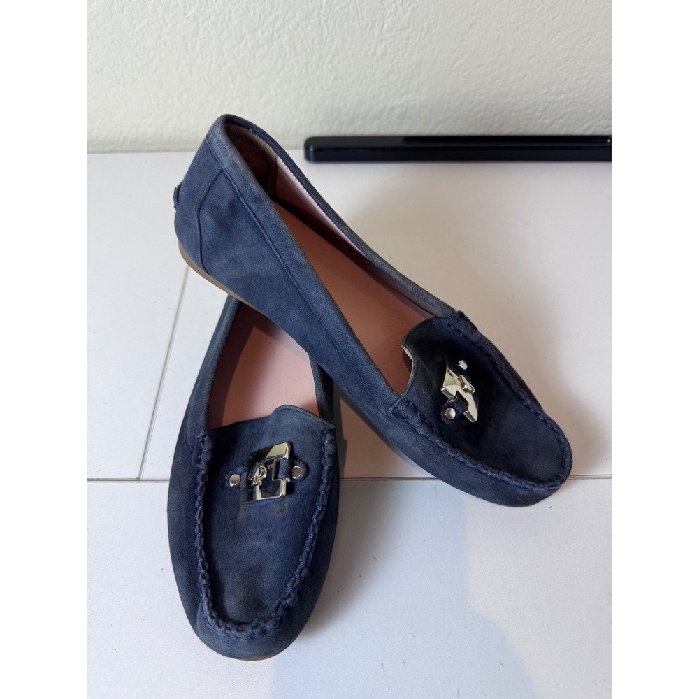 Kate Spade Carmen Driving Moccasins Women Size 6 Blue‎ Suede Loafers Minimalist